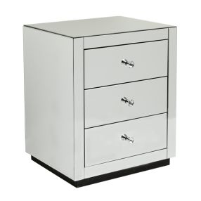 Marie Mirrored Bedside Table - 3 Drawer 