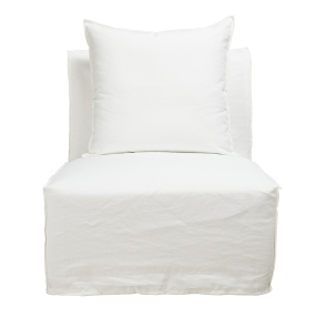 Como Linen Armless Slipper Chair Pure White - 1 Seater color Pure White