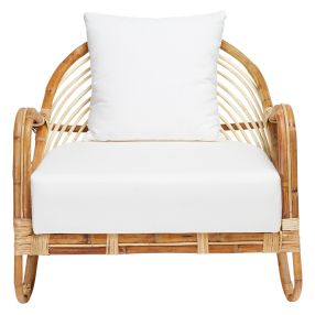 Padang Natural Rattan & White Cushions Armchair color Natural