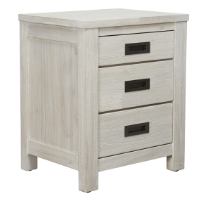 California Bedside Table Brushed White - 3 Drawer color White