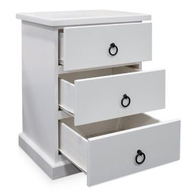 Coventry Bedside Table White - 3 Drawer color White