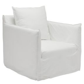 Como Linen Occasional Chair Pure White - 1 Seater color Pure White