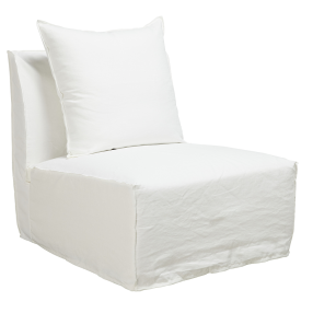 Como Linen Armless Slipper Chair Pure White - 1 Seater color Pure White