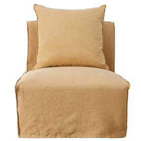 Como Linen Armless Slipper Chair Wheat - 1 Seater color Wheat