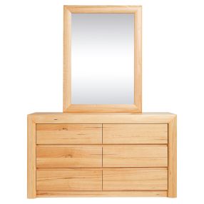 Bellambi Natural Messmate 6 Drawer Dresser With Mirror color Natural