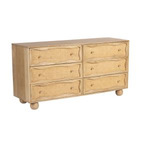 Baxter Mango Wood and Rattan Dresser - 6 Drawer color Natural