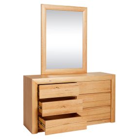 Bellambi Natural Messmate 6 Drawer Dresser With Mirror color Natural