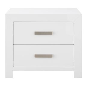 Miami Bedside Table White Gloss - 2 Drawer color White Gloss