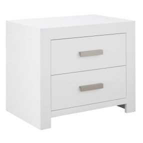 Miami Bedside Table White Gloss - 2 Drawer color White Gloss