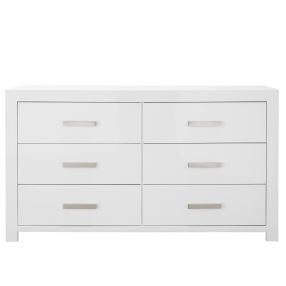 Miami Dresser White Gloss - 6 Drawer color White Gloss