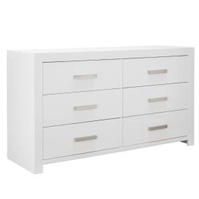 Miami Dresser White Gloss - 6 Drawer color White Gloss