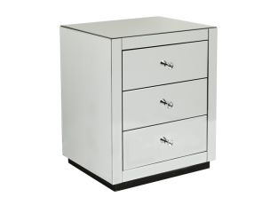 Marie Mirrored Bedside Table - 3 Drawer 