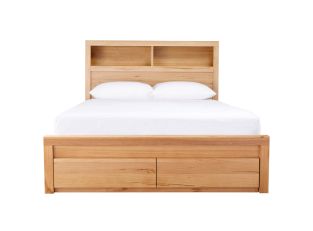 Clemence Gaslift Storage Bed & Drawers & Bookend color Natural