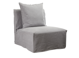 Como Linen Armless Slipper Chair Stone - 1 Seater color Stone