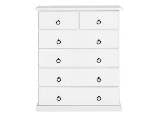 Coventry Tallboy White - 6 Drawer color White