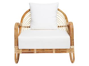 Padang Natural Rattan & White Cushions Armchair color Natural