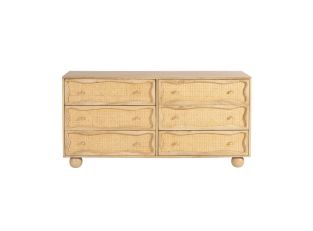 Baxter Mango Wood and Rattan Dresser - 6 Drawer color Natural