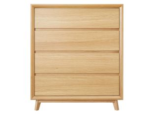 Morgan Oak Tallboy - 4 Drawer color Natural