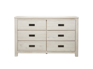 California Dresser White Wash - 6 Drawer color Brushed White