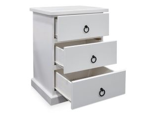 Coventry Bedside Table White - 3 Drawer color White