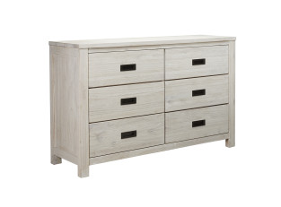 California Dresser White Wash - 6 Drawer color Brushed White