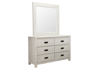 California Dresser With Mirror White Wash color Brushed White