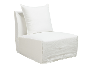 Como Linen Armless Slipper Chair Pure White - 1 Seater color Pure White