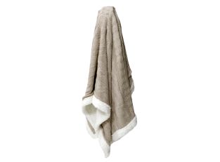 Sherpa Fur Knitted Throw Pebble - 170cm x 130cm color Pebble