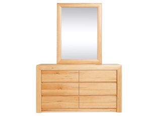 Bellambi Natural Messmate 6 Drawer Dresser With Mirror color Natural