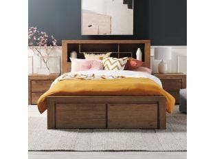 Hobart Bedside Table Rustic Brown - 2 Drawer color Rustic Brown
