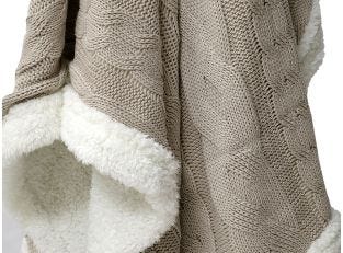 Sherpa Fur Knitted Throw Pebble - 170cm x 130cm color Pebble