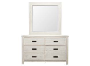 California Dresser With Mirror White Wash color Brushed White