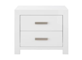 Miami Bedside Table White Gloss - 2 Drawer color White Gloss