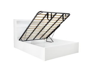 Miami Gaslift Storage Bed & Bookend White Gloss color White Gloss