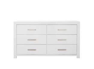 Miami Dresser White Gloss - 6 Drawer color White Gloss